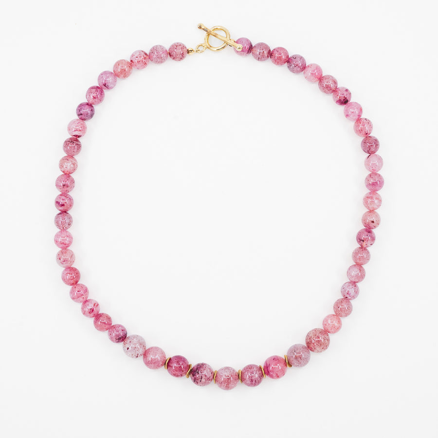 Strawberry rose quartz necklace