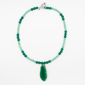 Long unique green agate necklace